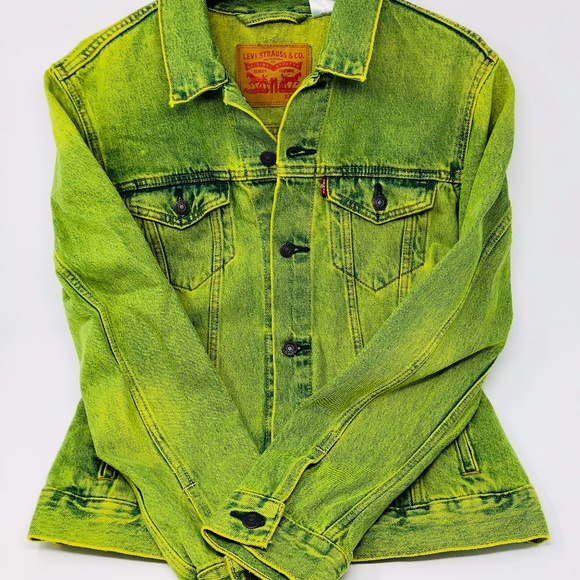 Levis Trucker Jacket Neon Green - Picture 2 of 8